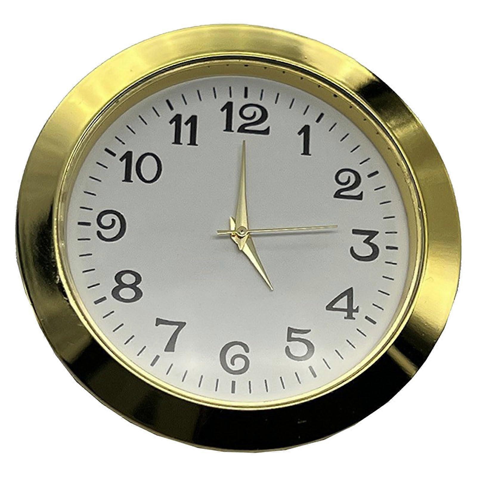 21/8 Inch Clock Insert with Elegant Arabic Numerals, Gold Silver Trim Round Watch Dial Replacement