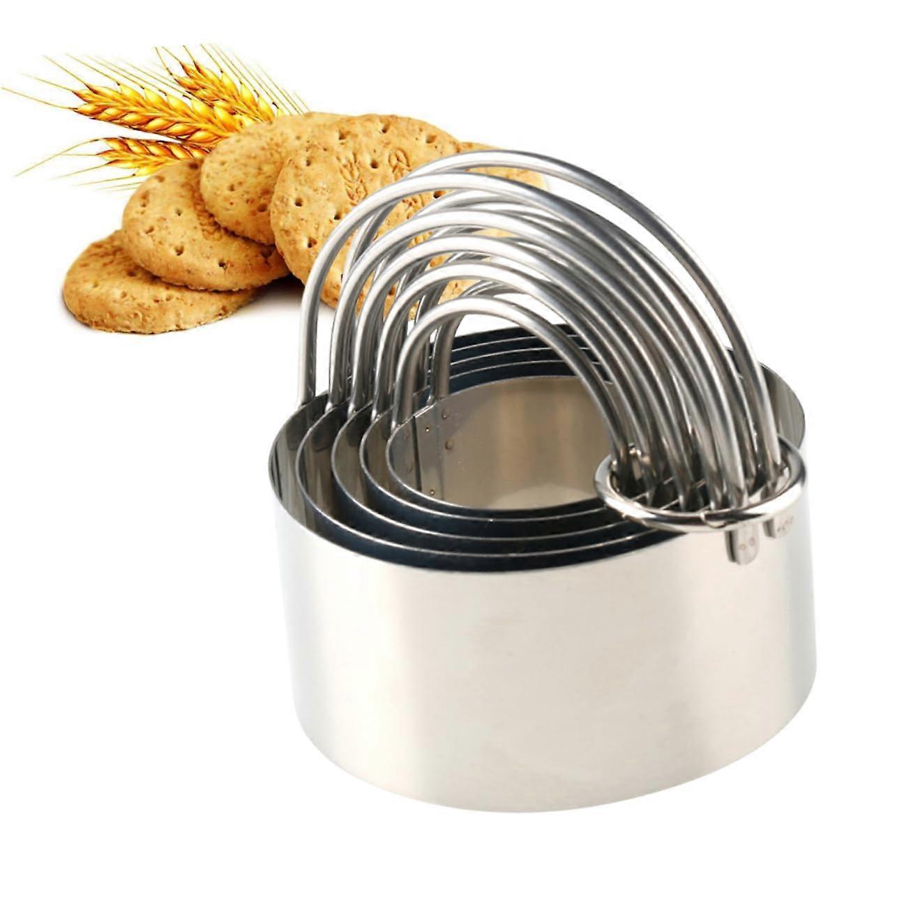 5pcs Stainless Steel Round Cookie Cutters Set with Handle, RustProof, Dishwasher Safe