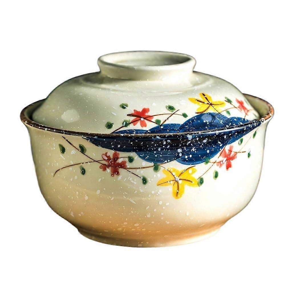 Ceramic Soup Bowl with Lid, Large Capacity Noodle Bowl, Microwave Safe and Stackable Kitchen Basin