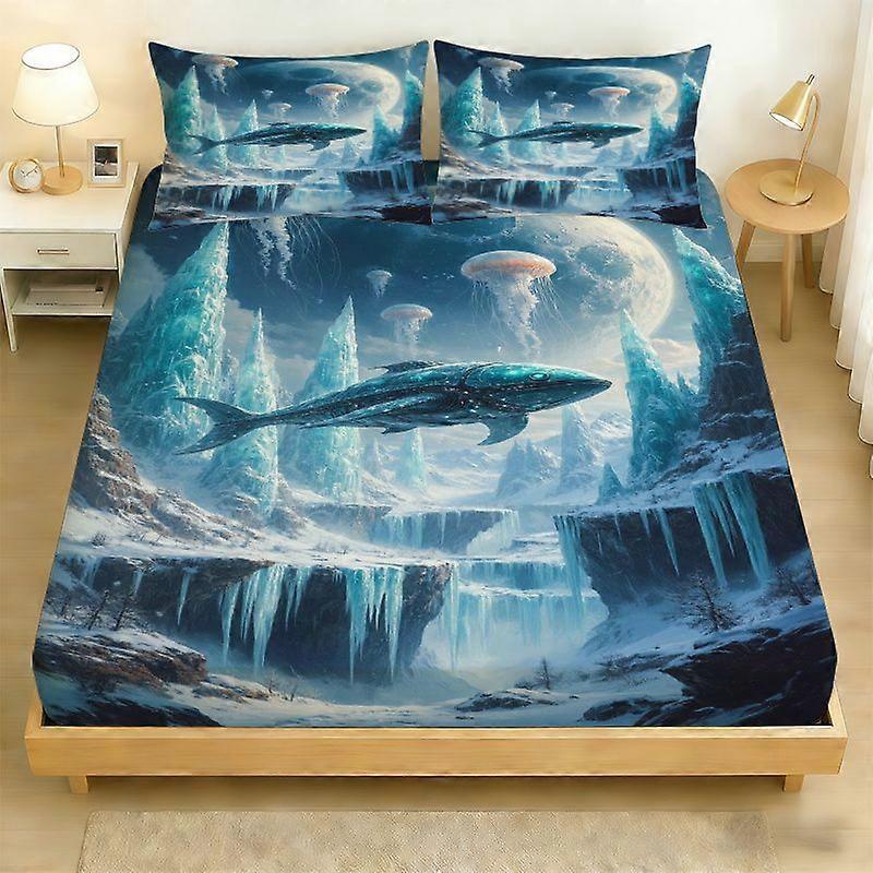 3pcs Mechanical Whale Digital Print Bedding Polyester