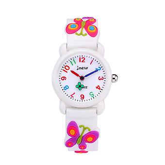 Veeki 3D Cartoon Watch for Kids, Waterproof Quartz Watch Suitable for 3-10 Years Old Girls Silicone Strap Watchbutterfly white