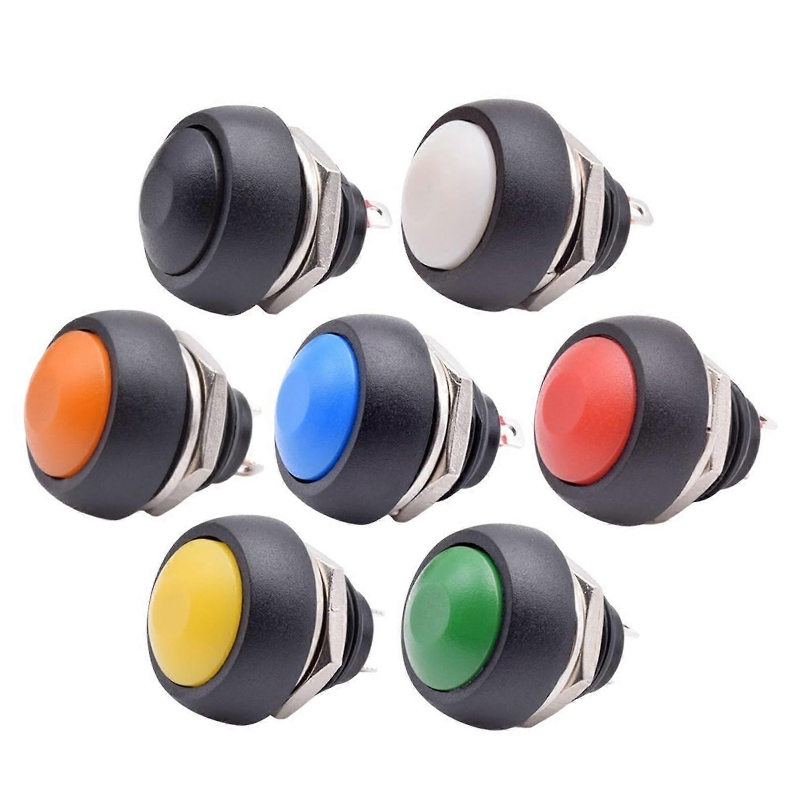 10pcs Green PBS33B Momentary Push Button Switch 2 Pin Round Head Self Reset On Off Control