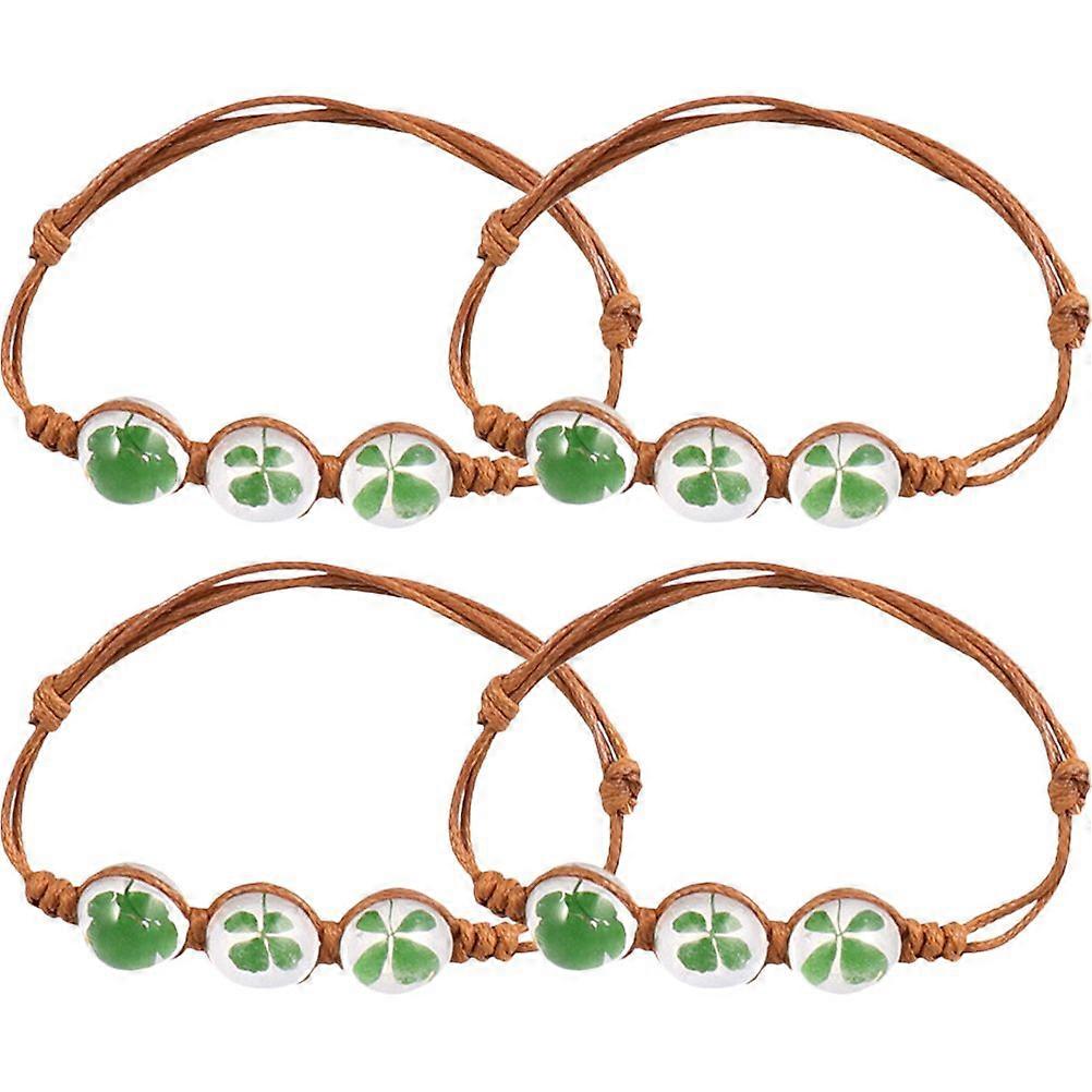 4pcs Crystal Bead Specimen Bracelets Adjustable String Bracelets Crystal Jewelry Gift