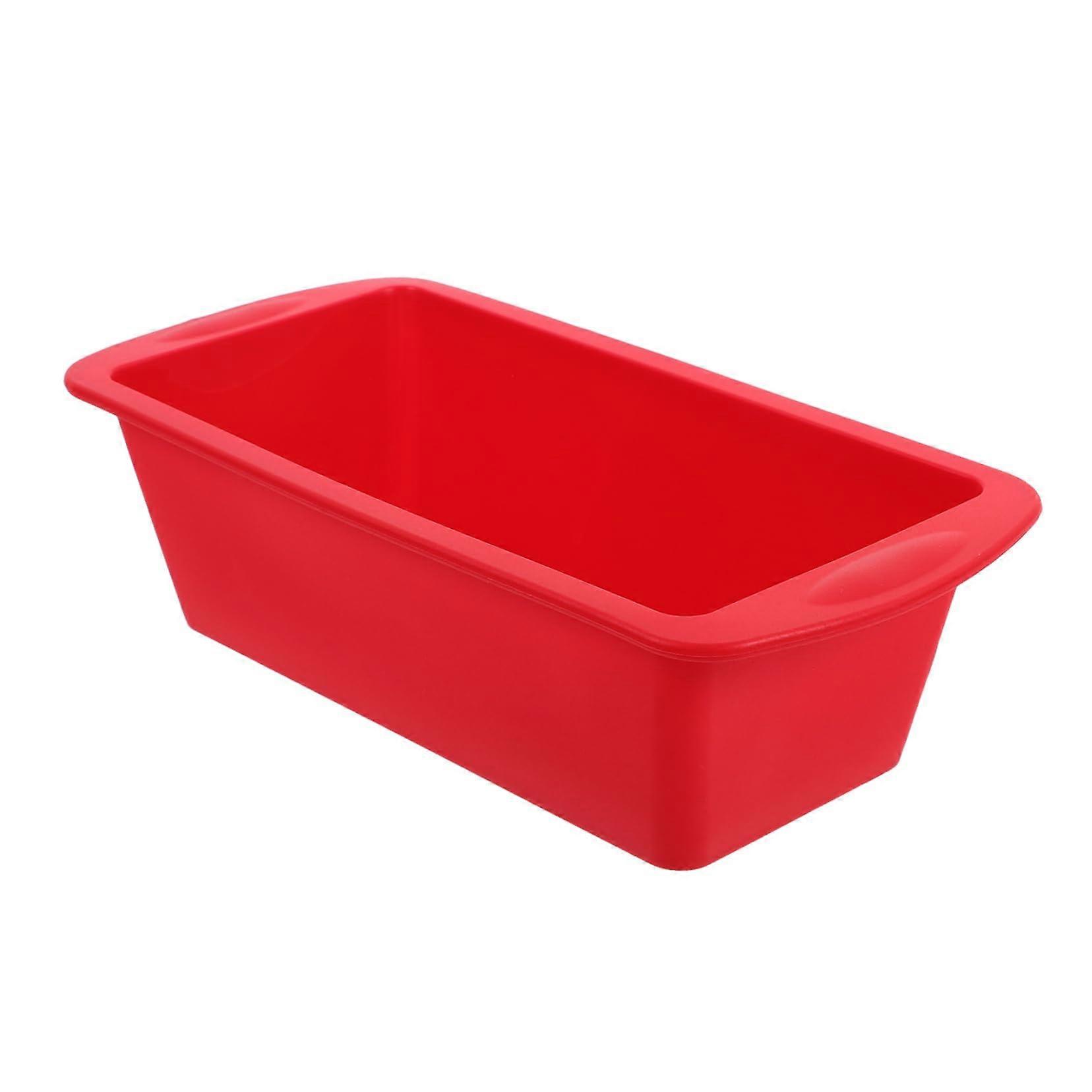 Silicone Loaf Pan Nonstick Bread and Cake Mold Reusable Easy Clean Baking Tray Red
