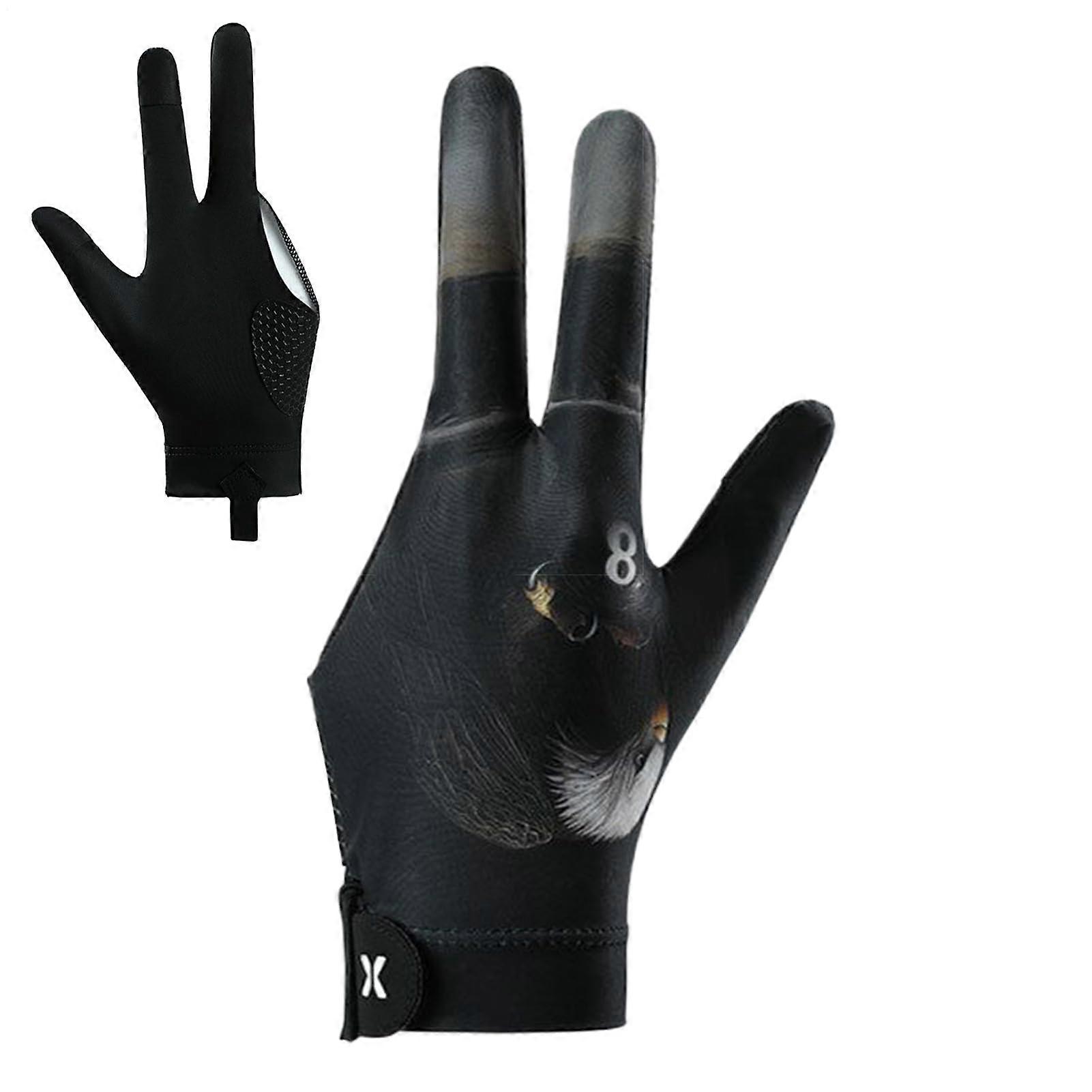 3 Finger Billiard Glove for Left Hand with Ergonomic Design and Adjustable Closure