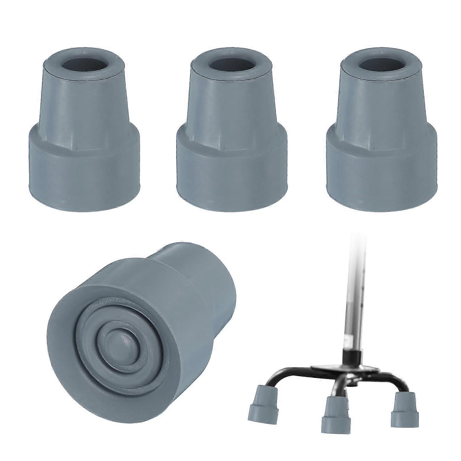 Quad Cane Tips 5/8 Inch NonSlip ColdResistant Rubber Walking Cane Accessories, 4 Pcs Gray