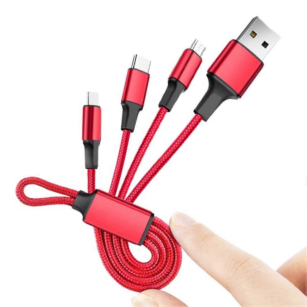3 in 1 Multi Charging Cable 0.6ft Fast USB Type C Micro Lightning Tangle for Travel