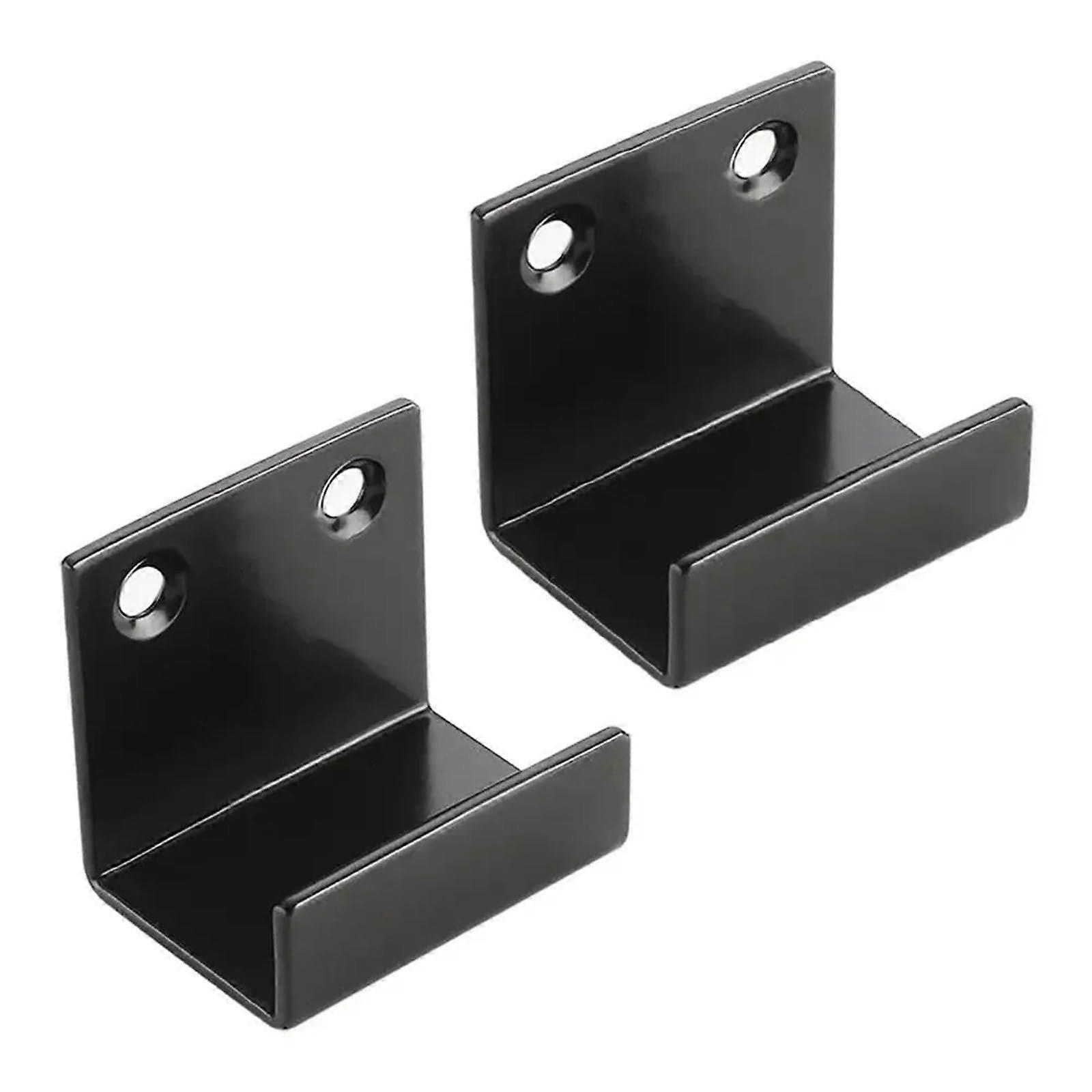 2pcs Wall Mounting Clips U Shape Tile Display Hooks Black Corner Hanging Brackets Matched Pair