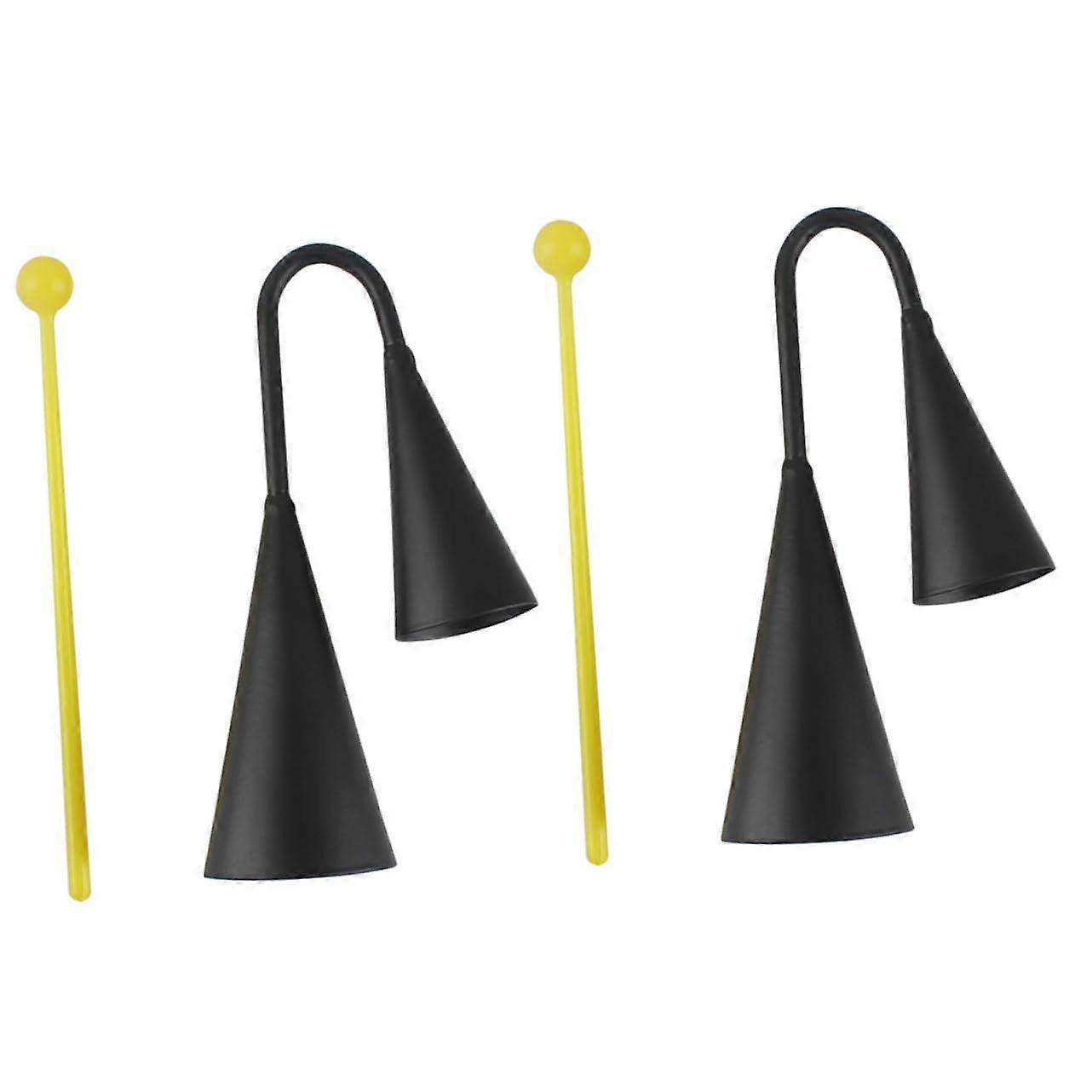 Metal Cowbell Percussion Instrument with Stick, Secure DoubleEar Durable Iron for Live Performance