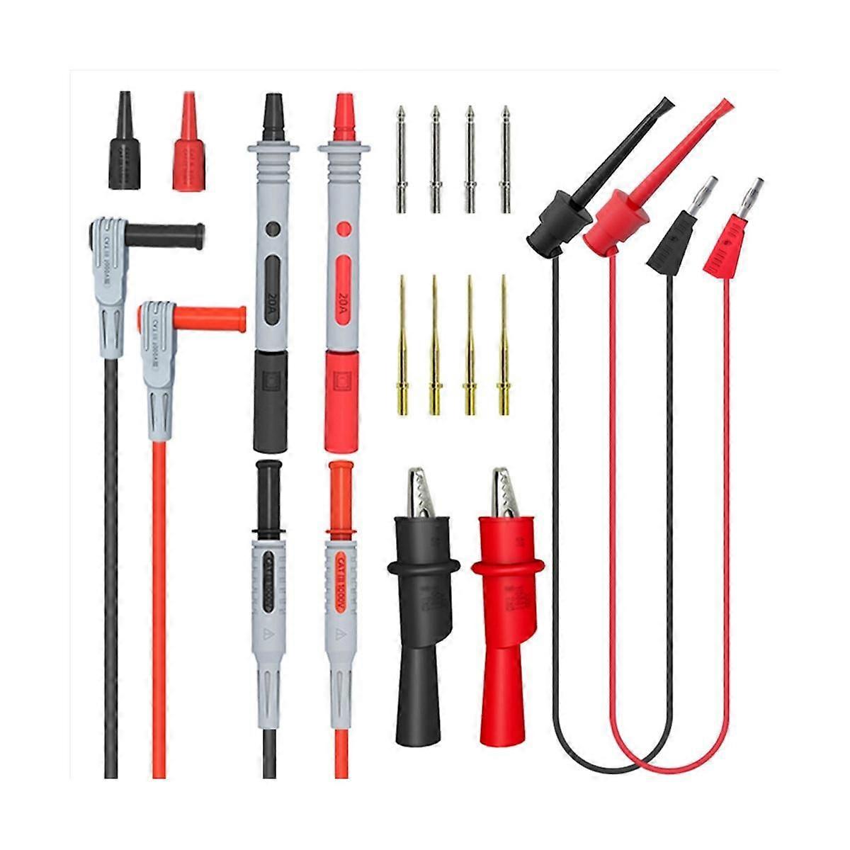 P1308B 18PCS Test Lead Kit 4MM Banana Plug to Test Hook Cable Replaceable Multimeter Probe Alligato