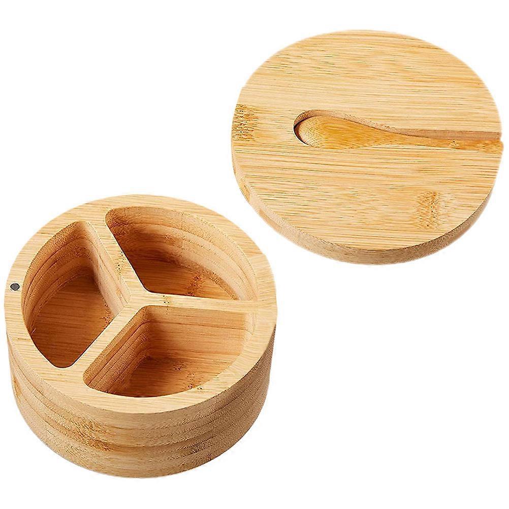 Bamboo Spice Box Divided Spice Container for Convenient Storage 1Set