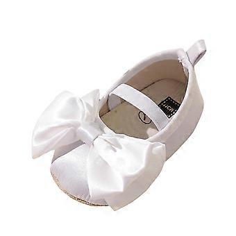 Babyschoentjes voor meisjes, Mary Jane met strik, babyschoentjes van PU-leer, antislip rubberen zool, eerste stapjes, prinsessenschoentjes, trouwschoentjes, witte schoentjes, maat 6