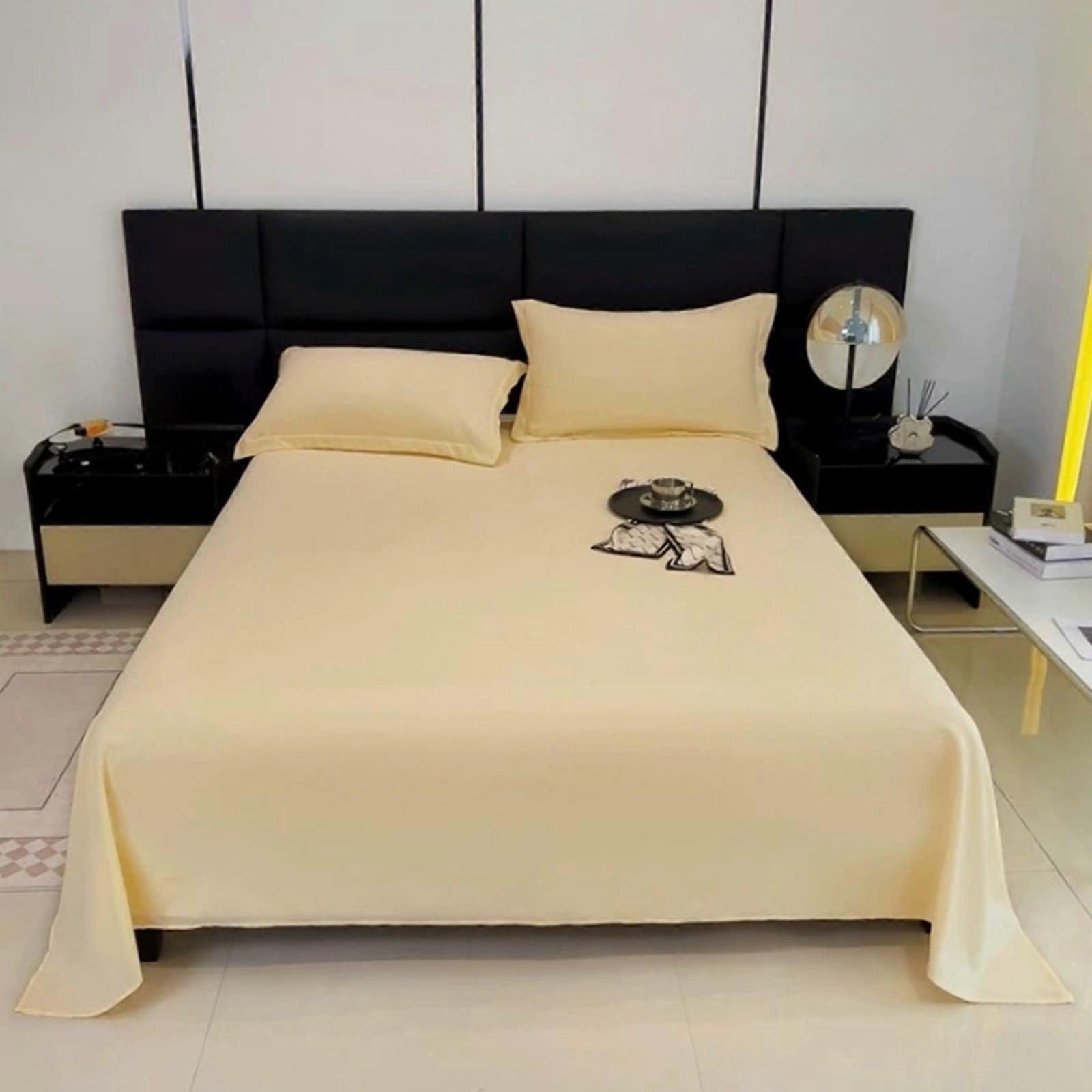 Solid Color Flat Sheet, Queen Size, Comfortable Skin-friendly Machine Washable Polyester Sheet