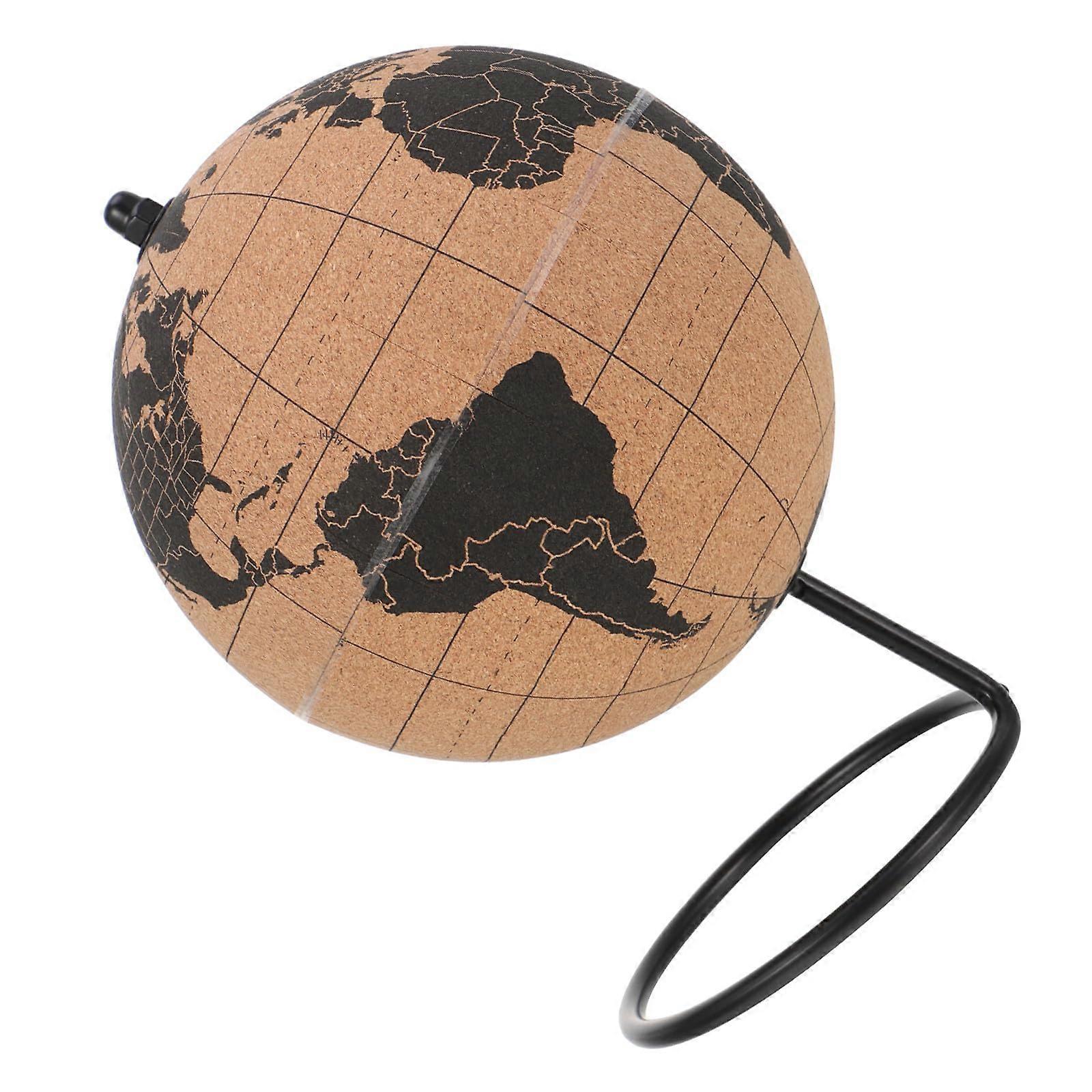Desktop Globe with Solid Cork Base, Decorative and Educational World Map for Home, Office, Classroom