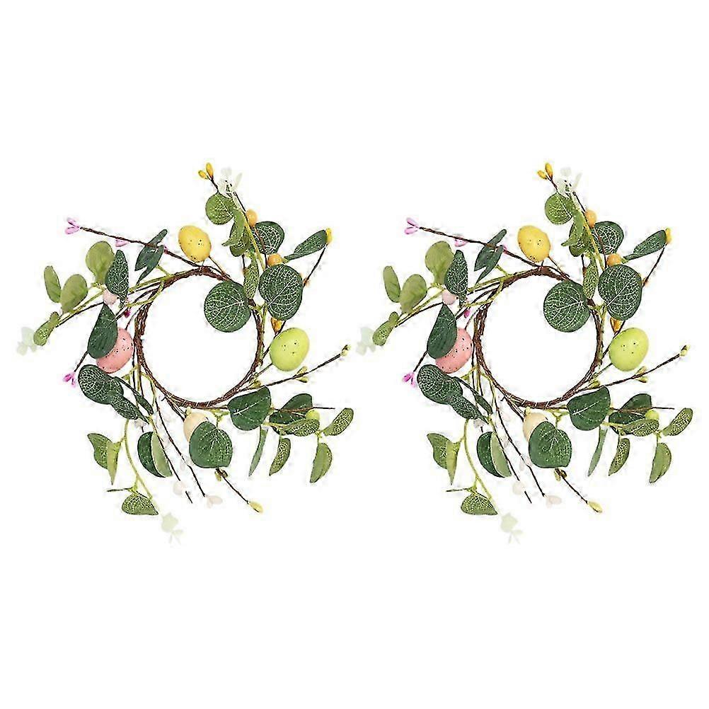 2pcs Easter Wreath Garland with Eucalyptus Leaf & Egg Decor