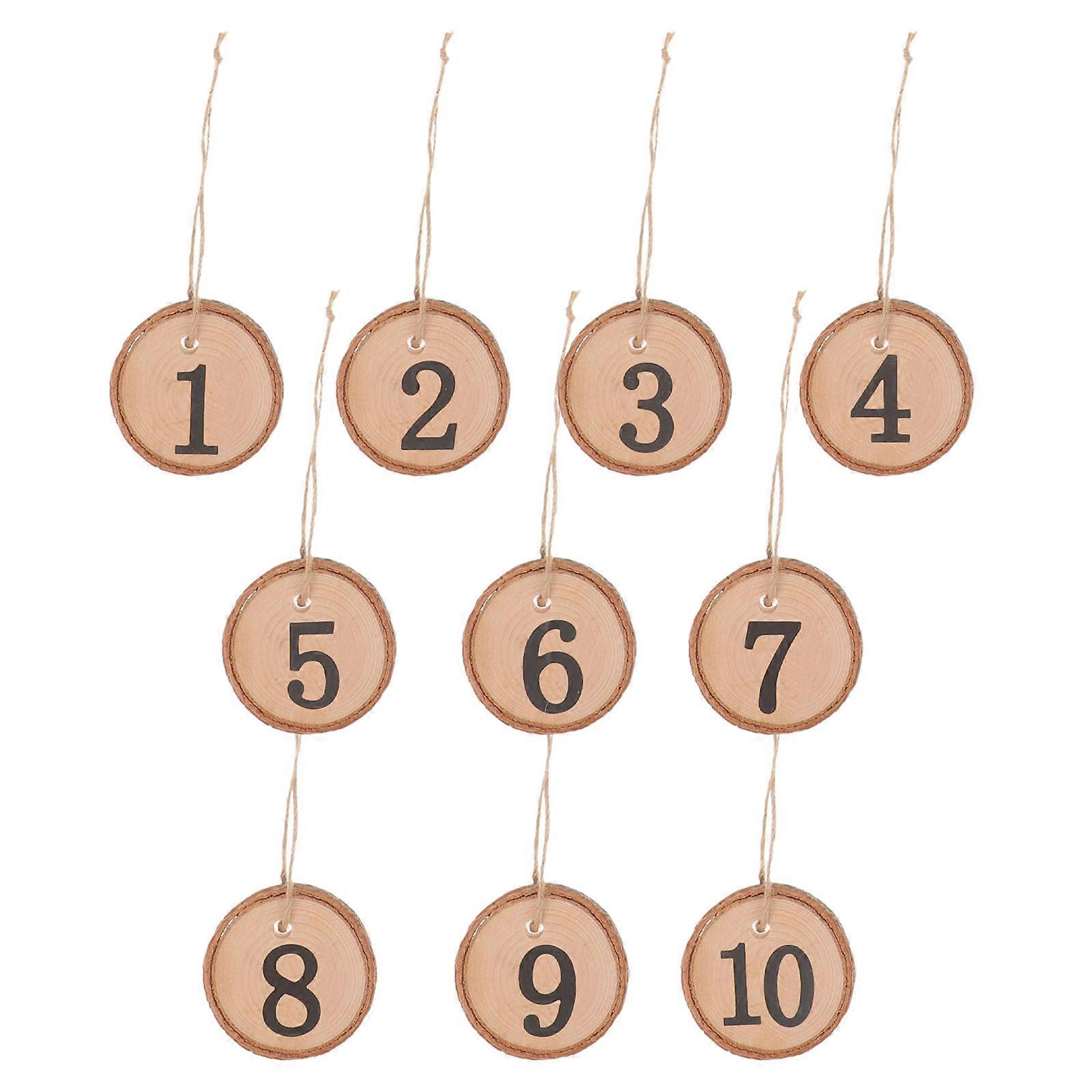 Wooden Rustic Tree Slice Digital Hanging Decor Table Numbers 10Pcs
