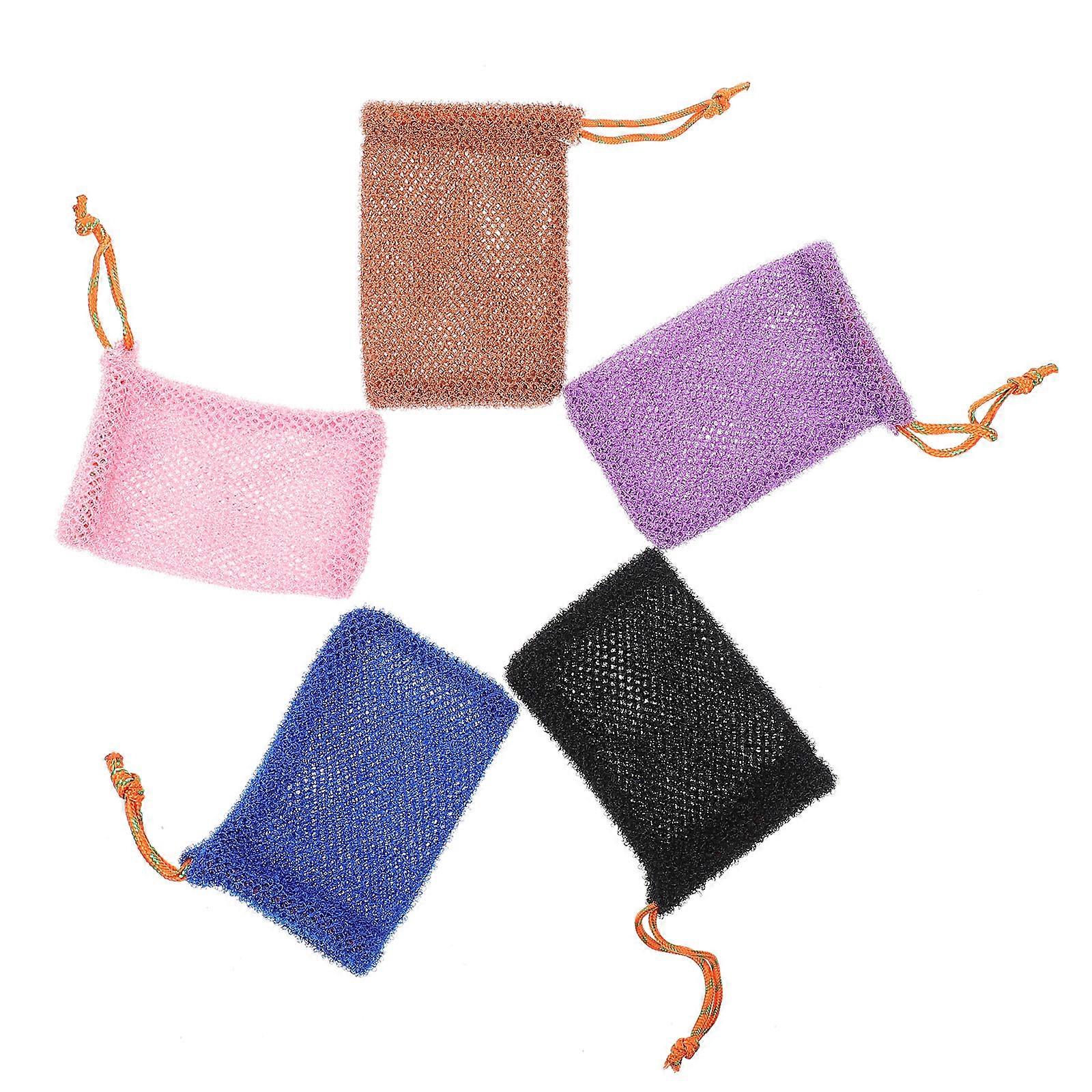 Assorted Color Soap Bag Nylon Drawstring for Bath Use 5Pcs Bathing Bubble Maker