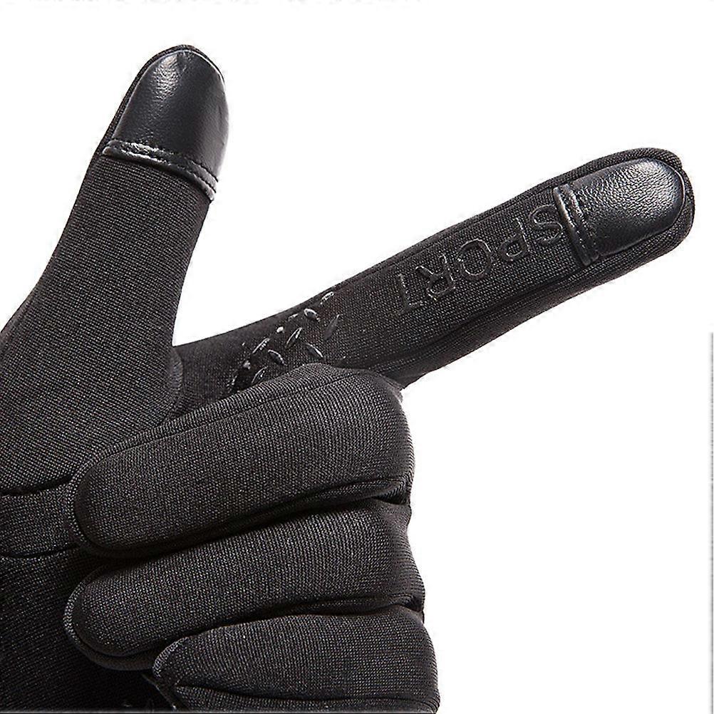 Warm Black Cycling Gloves for Outdoor Use with Screen Touch Function