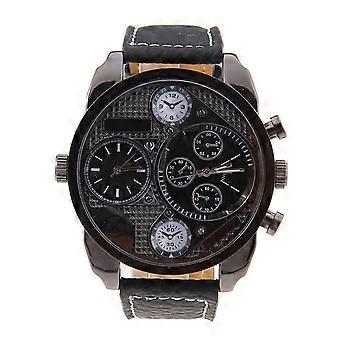 Big Round Dial Men's Quartz Watch Dual Time Display 9316
