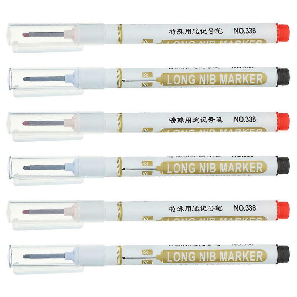 6Pcs Precision Ink Marker Pens for Carpentry with Deep Hole Marking Function
