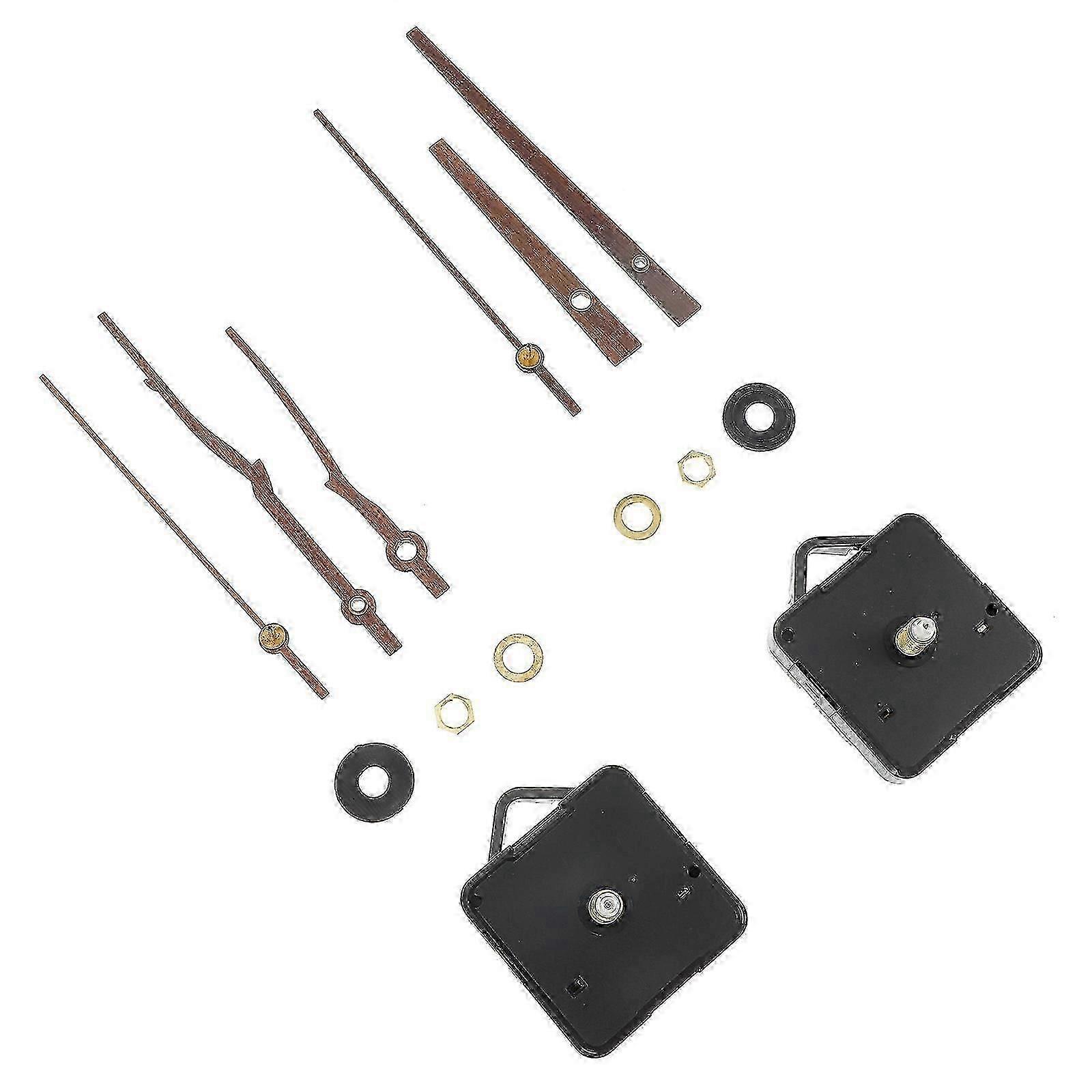 Quartz Clock Movement for Clock Use 2Sets with Light Brown Plastic Accessories