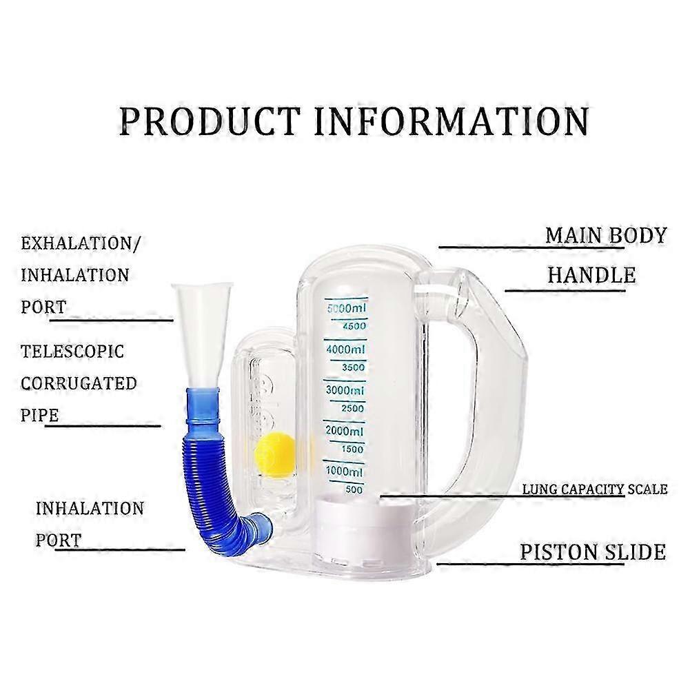 Breathing Exercise Device for Lungs,Deep Breathing Trainer with Flow Rate Indicator,Incentive Spirometer 5000ml