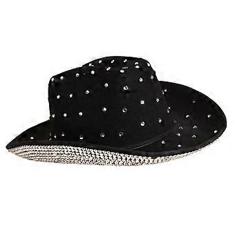 Sparkly Cowboy Hat Rhinestones Brim Panama Hat for Bachelorette Party