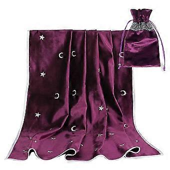 Altar-Tarot-Tischdecke, Samt-Tarot-Wahrsagetischdecke mit Tarotkarten, Spieltasche, Sternenstickerei, lila, 2026 Neu