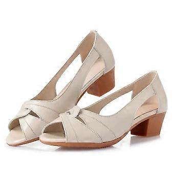 Women's Peep Toe Low Block Heel Sandals