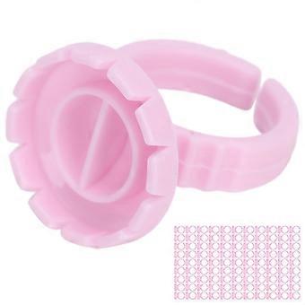 100pcs Disposable Eyelash Glue Ring Cup Eyelash Extension Glue Holder AccessoryPink