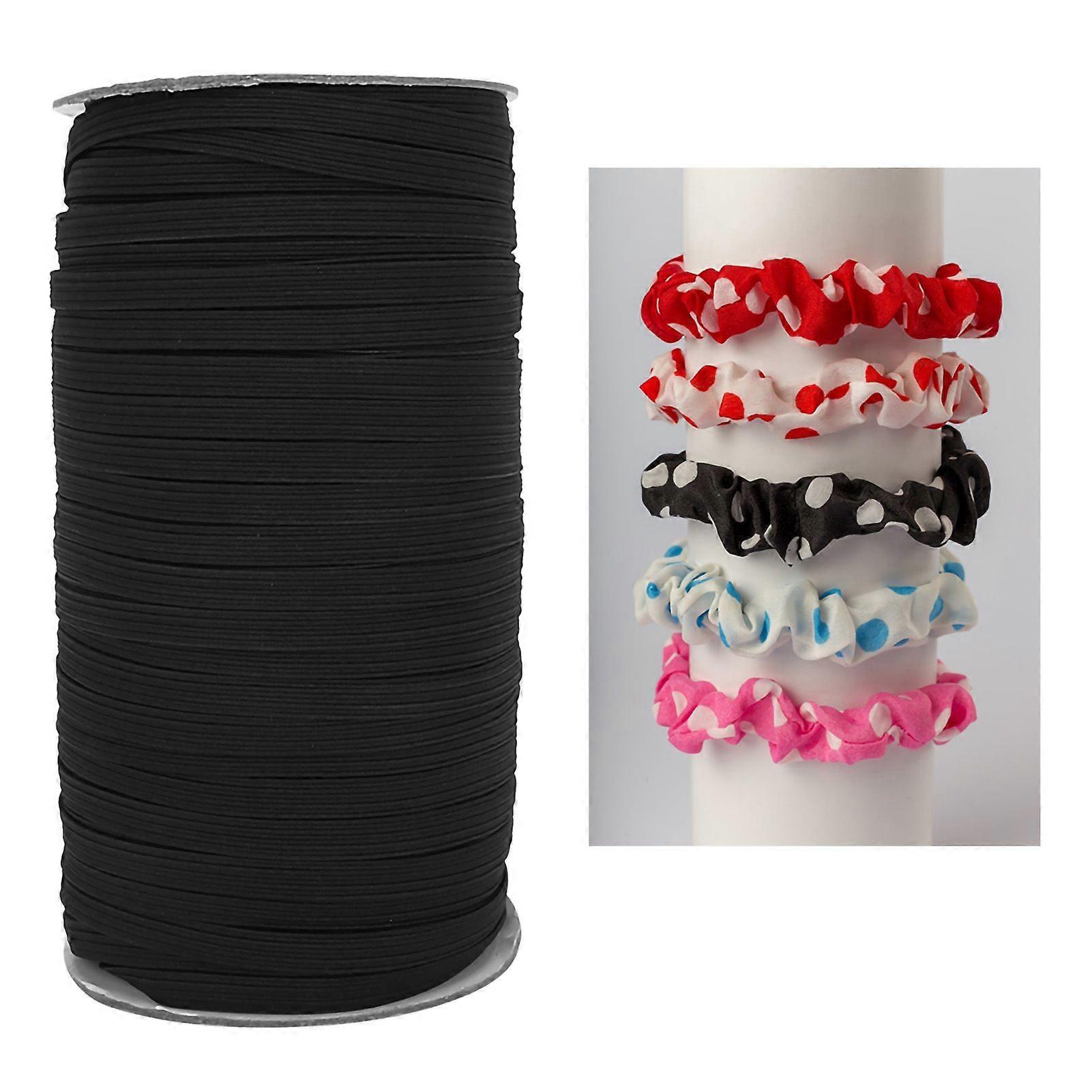0.6cm 90m/Roll Flat Elastic Cords Stretchy Threads Cable Strings compatible DIY Cloth CraftBlack