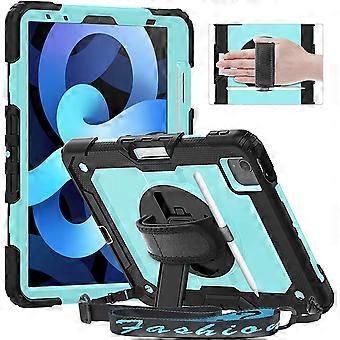 Timecity iPad Air 4/5 Case 10.9 Inch 2020/2022 iPad Air 4th/5th Generation Case with Screen Protector/Swivel Kickstand/Hand Strap/Pencil Holder Cover 