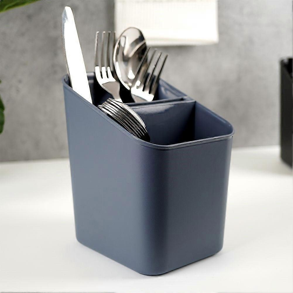 Graphite colored plastic box with 2 compartments for cutlery storage