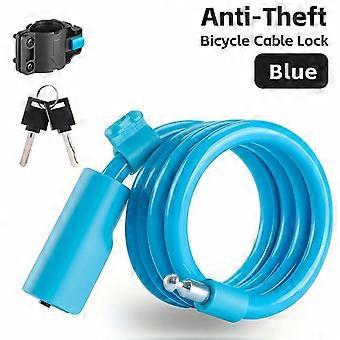 Bike Cable Lock with Keys and Bracket, Anti-Theft Bicycle Lock for MTB Road Bike, Cycling Security Accessories
