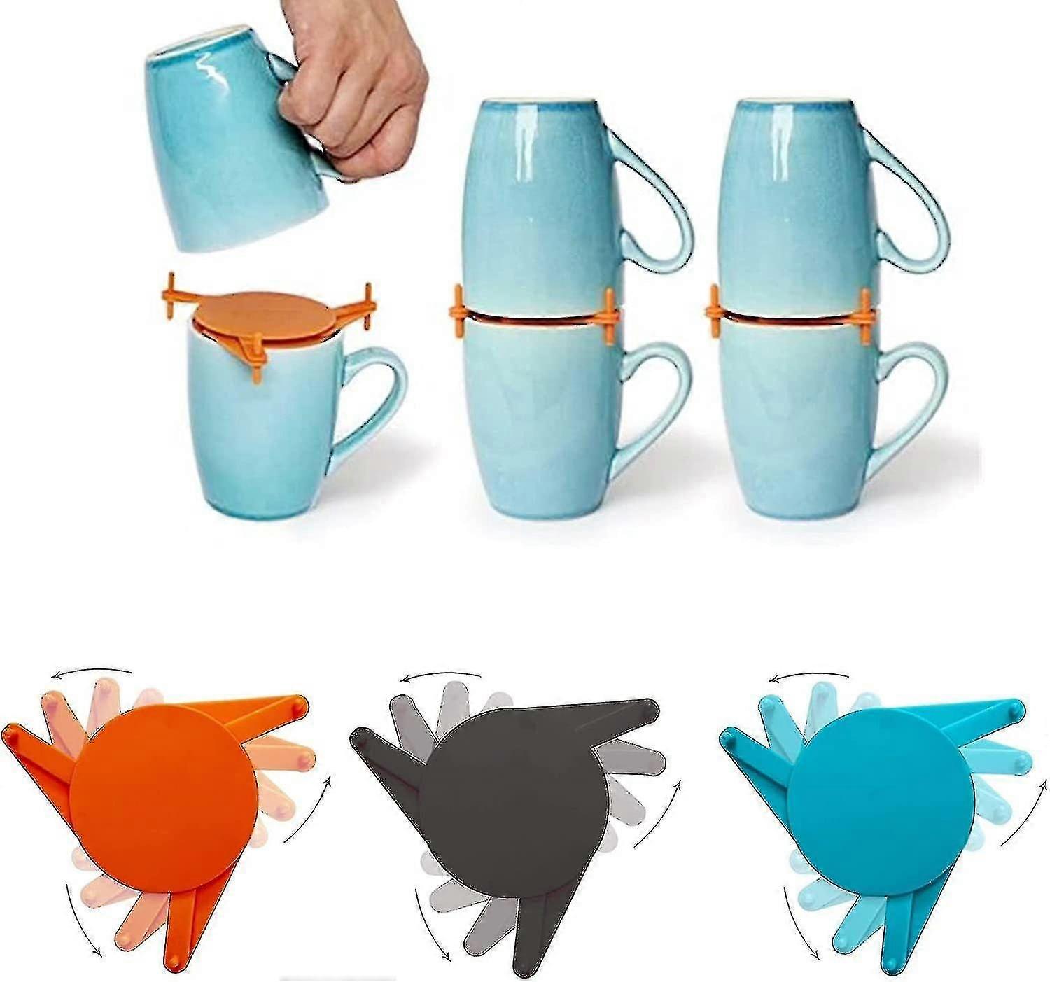 3pcs Adjustable Coffee Mug Organizers - Stackable Drinkware Storage for Kitchen Cabinets, Space-Saving Design