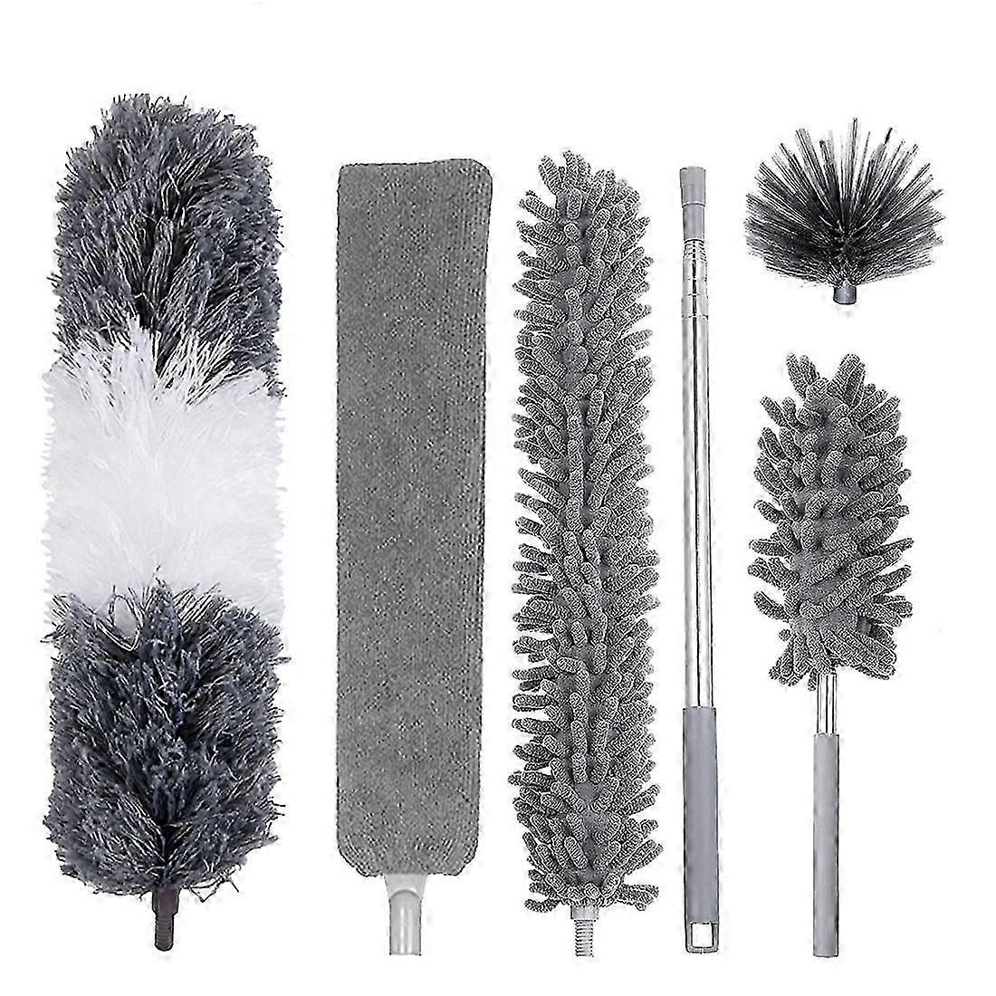 6Pcs Duster Cleaning Kit,Extendable Microfiber Feather Duster for Cleaning Dust Cobweb Ceiling Fans