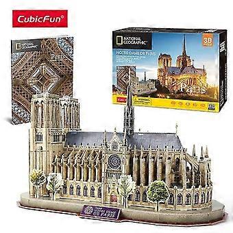 CubicFun 3D Puzzle Notre Dame de Paris Modellbausätze 128 Teile Frankreich Architektur Gotische Kathedrale Gebäude Geschenke für Erwachsene Kinder