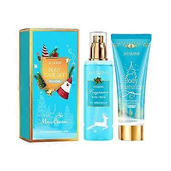 Kerstgeur lichaamsverzorgingsset bodyspray bodylotion vakantiefeest frisse geur blauwe geur