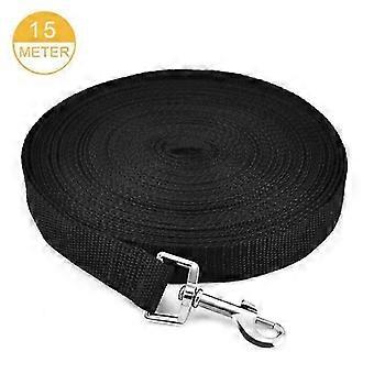 Trainingsleine für kleine bis mittelgroße Hunde, lange Nylon-Trainingsleine für Gehorsamstraining, Rückruf, Agility, zum Spielen, Campen oder für den Garten, Schwarz