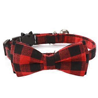 Collier pour chat avec cloche et nœud papillon, collier anti-étranglement pour chat, colliers de sécurité réglables pour chaton et chats (rouge et noir)