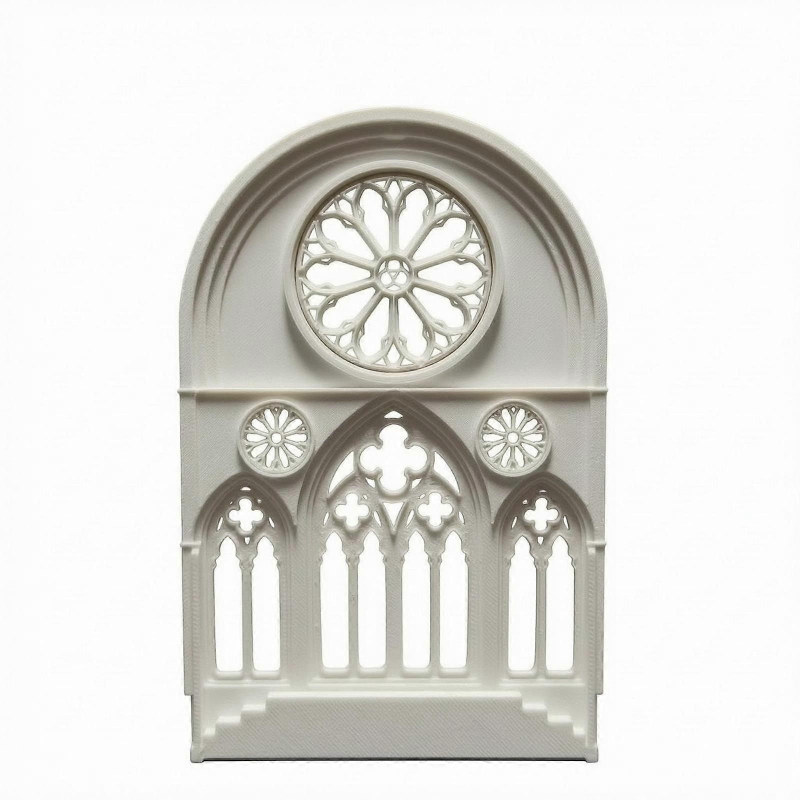 Gothic Window Panel Miniature Cathedral Facade Pointed Arch Rose Window Panel