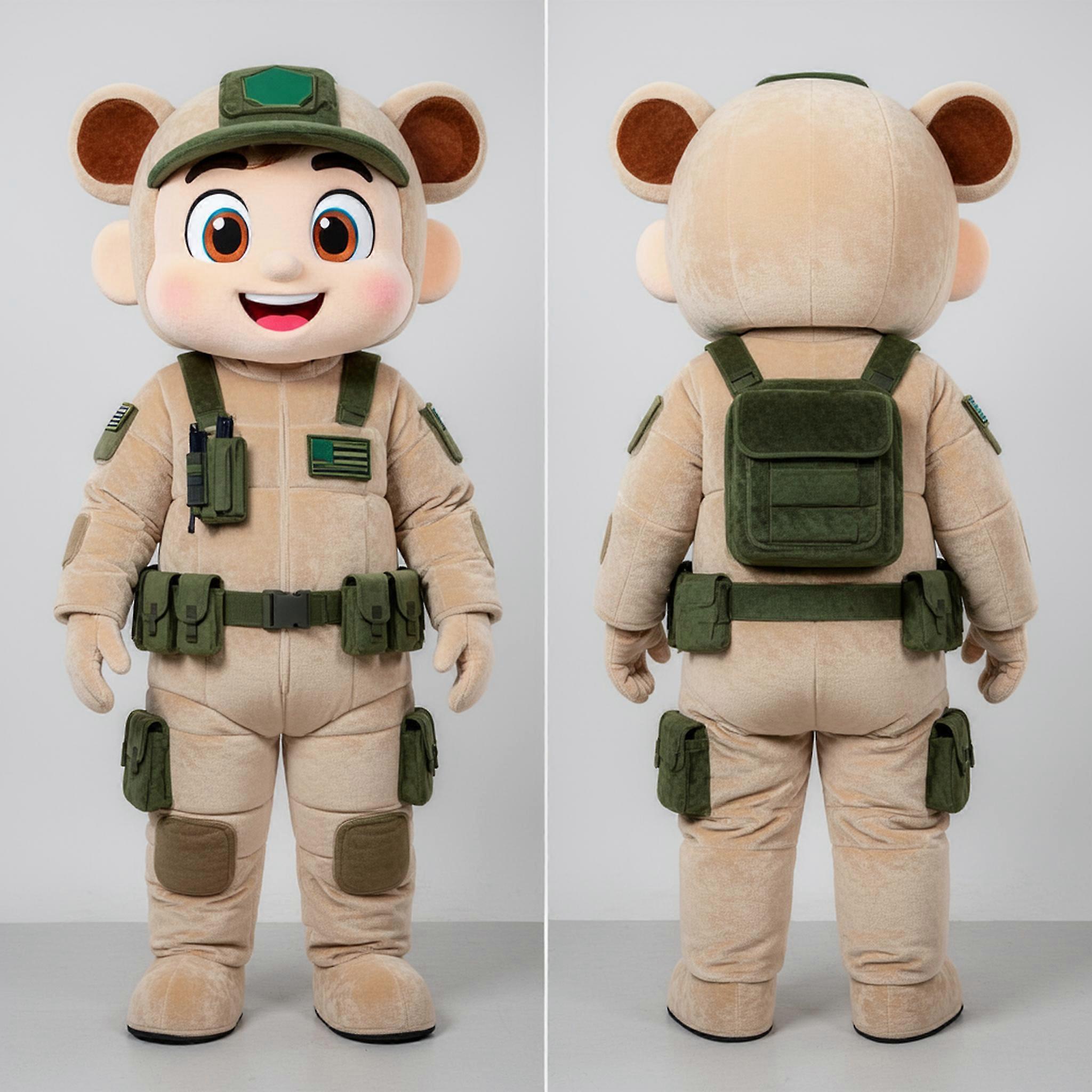 MASTICOT Beige Plush Para Commando Mascot With Oversized Sunglasses