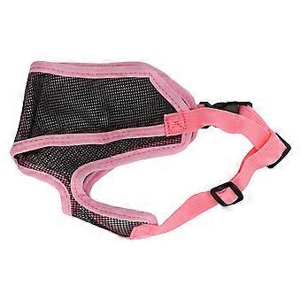Dog Muzzle Short Snout Mesh Nylon Adjustable Prevent Biting for Bulldog Shar Pei Chihuahua Pink S