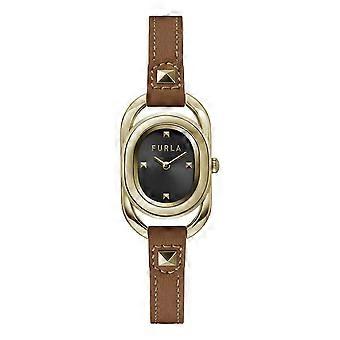 Furla Ladies Studs Index 24mm Gold-Tone leather Strap Watch WW00008002L2