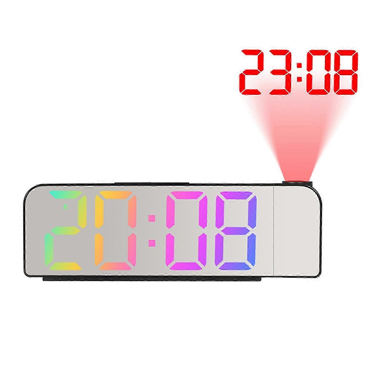 LED Digital Clock with Projector Display and Night Light - Desktop Clock