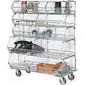 Chrome Wire Storage Rack with 5 Stackable Bins, 36x20x48, Durable Modular Design for Clear Visibility
