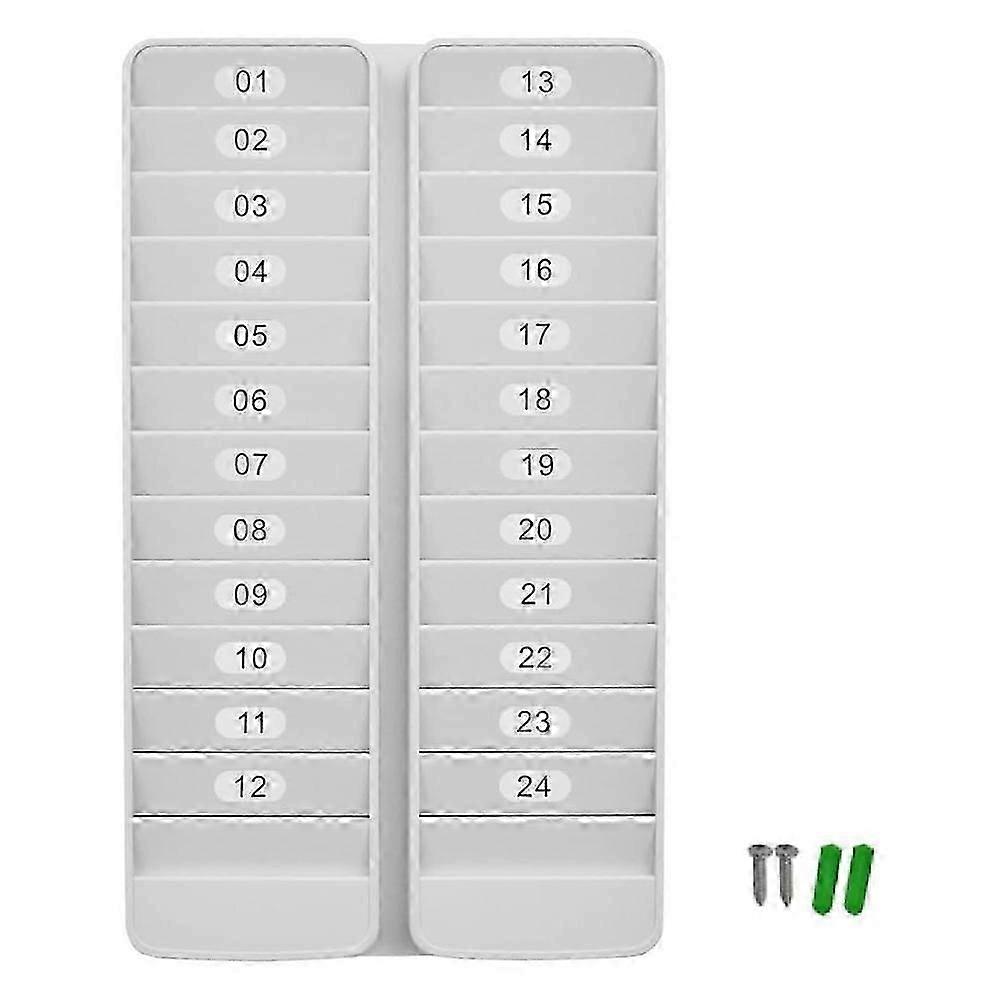 Support mural pour badges, gris, avec 24 emplacements, pour cartes d'identification VIP plastifiées.