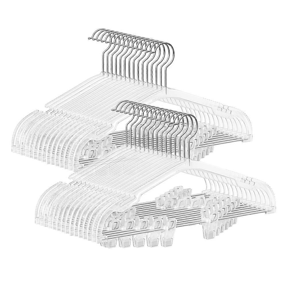 Clear Plastic Pants Hangers 30 Pack 16"W x 8.9"H