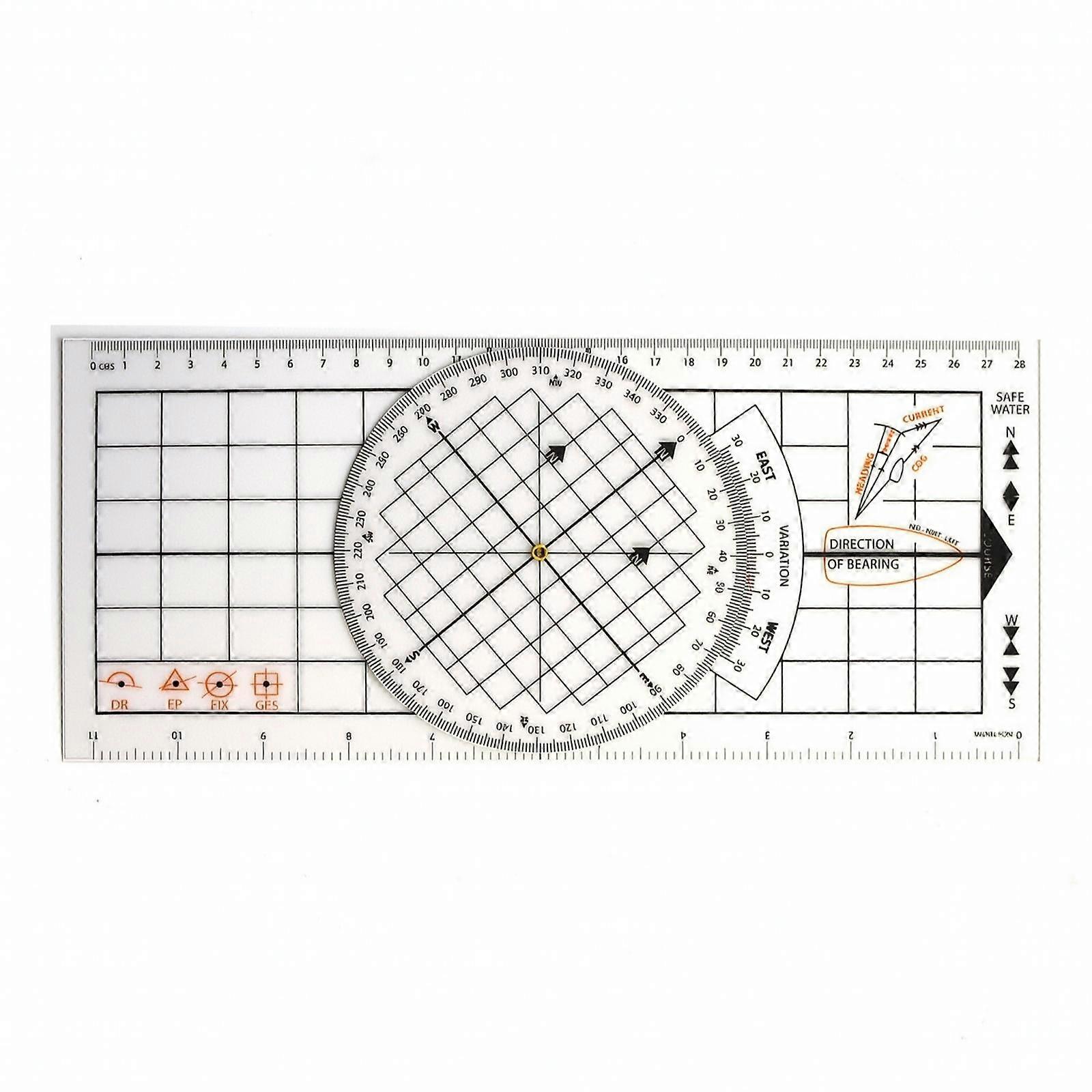 Navigation Drafting Ruler with Protractor Clear for Sailors