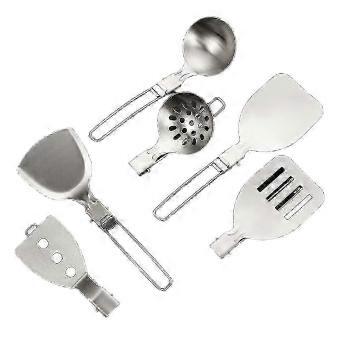 Stainless Steel Portable Travel Outdoor Folding Kitchenware Set Stir Fry Pot Shovel Soup-SSZFV